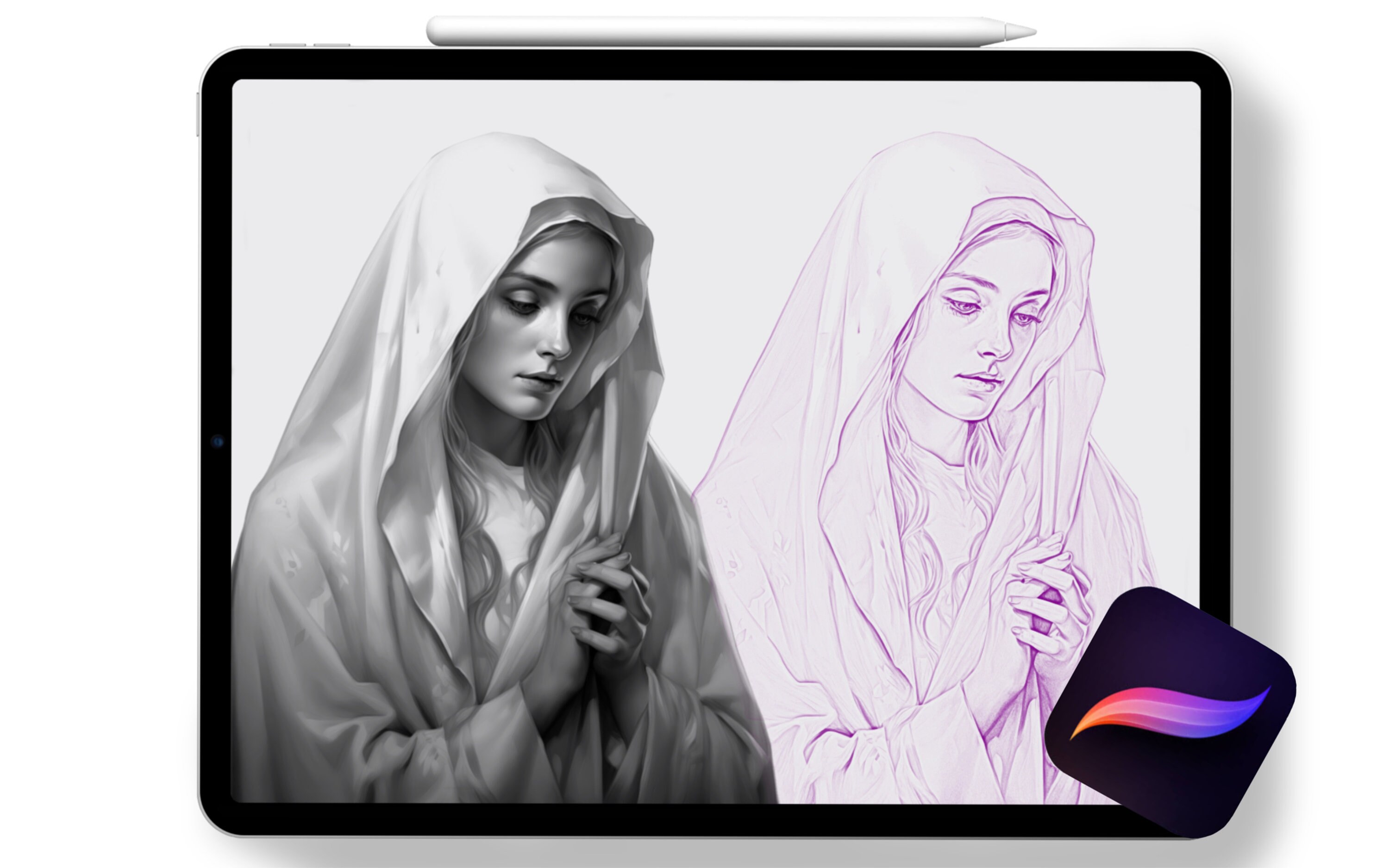 Procreate Religious Designs, Realism Stamps, Tattoo Reference
