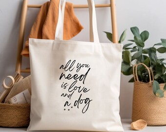 Jute bag with saying for dog lovers | Organic cotton tote bag | Cloth bag dog design | Sustainable shopping bag