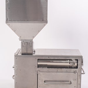 Gravity feed pellet stove with oven and cook top! Stainless stove with glass for outdoor camping or for heating small spaces: van, trailer!