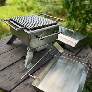 ¡Parrilla de sobremesa tipo hibachi de acero inoxidable! ¡Parrilla! ¡Parrilla portátil! ¡Parrilla para la terraza o el jardín! ¡Barbacoa con rejilla y tapa!