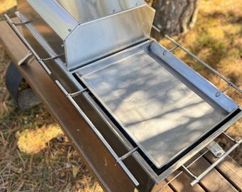 Powerful tabletop grill! Large hibachi grill. Barbecue made of stainless steel. Plancha. Charcoal grill. Mangal. BBQ.