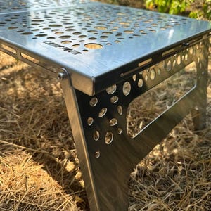 Stainless steel BBQ for fire! Table for camping, tourist. Folding table for camping with perforation. Metal portable table! Grill grate!