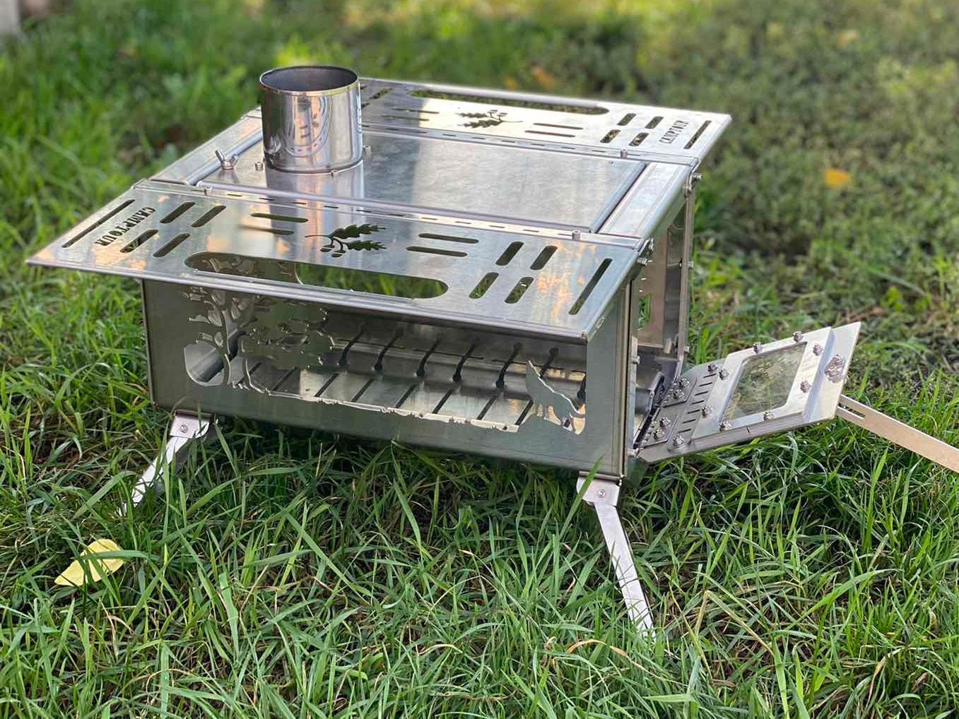 Mini stove with chimney! Tent stove with glass for outdoor camping or for heating small spaces: cabin, van, trailer!