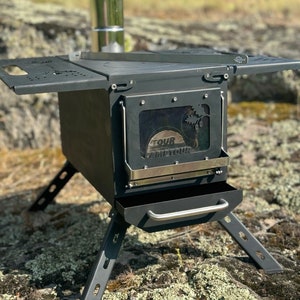 Outdoor camping stove. Hot tent stove with chimney! Portable stove for the garden or terrace! Wood burner stove! Fireplace for camper!