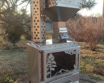 Pellet fireplace with chimney!Wood or pellet fireplace for small rooms or in a tent! Stove-fireplace in the van or on the terrace!