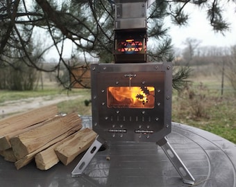 Set: stove with pellet burner! Mini stove with chimney!