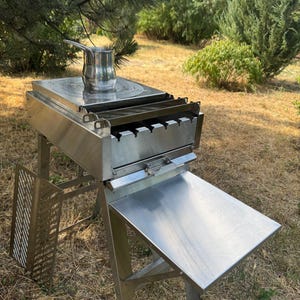 Portable barbecue complex. Folding grill!Barbecue suitcase made of stainless steel! Portable grill! BBQ! Stove for cauldron.