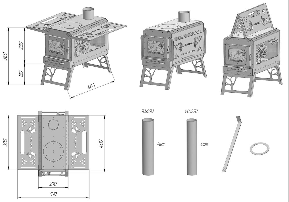 Wood Burning Stove for Tents or Small Spaces Outdoor Camping Stove With ...