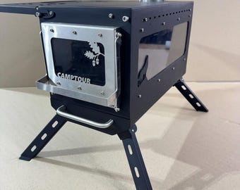 Wood camping stove! Tent stove! Mini stove for small rooms, cabins, campers! Stove with side windows! Stove with a chimney! Portable stove!