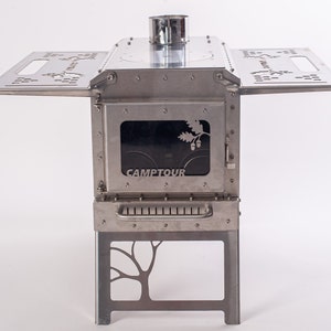 Mini pellet stove complete with chimney! Hot tent stove using wood or pellets! Stainless steel stove with glass!