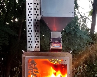 Nicht elektrischer Pelletsbrenner ! Pelletsbrenner für Festbrennstoff Öfen und Kamine mit Schwerkraft Zuführung von Pellets !