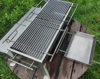 ¡A la parrilla en la terraza o en el jardín! ¡Barbacoa con rejilla y tapa! ¡Parrilla hibachi de mesa de acero inoxidable! ¡Barbacoa! ¡Barbacoa portátil!