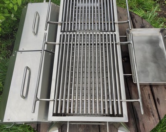 Grillen! Bräter aus Edelstahl. Grill mit Rost und Deckel ! Tisch-Hibachi-Grill aus Edelstahl! Herd!