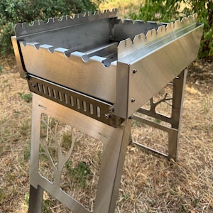 Camp grill! Mangal! Barbecue suitcase made of stainless steel! Portable grill! BBQ!