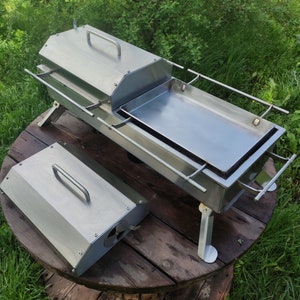 Plancha! Charcoal grill! Barbecue with grate and lid! Tabletop hibachi grill made of stainless steel! BBQ, mangal!