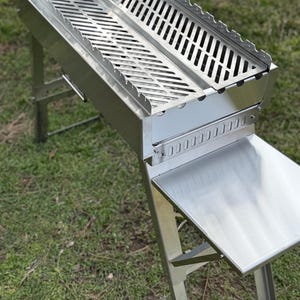 Mangal! Portable grill with side table and grill grate. Barbeque-suitcase! Stainless steel barbeque! BBQ!