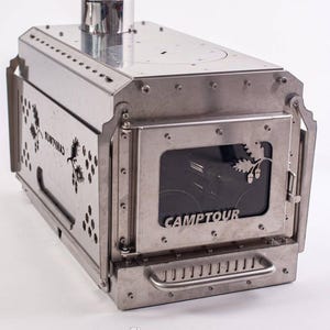 テントやアウトドアキャンプ用のポータブルミニストーブ。薪を燃やすステンレス製ストーブ。煙突付きストーブ！