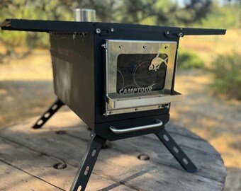 Tent mini stove with chimney. Stove for outdoor camping. Portable stove for the garden or terrace!