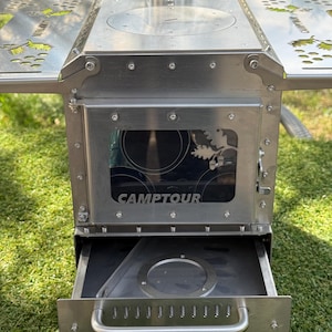 Mini pellet stove complete with chimney! Hot tent stove using wood or pellets! Stainless steel stove with glass!