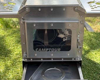 Mini pellet stove complete with chimney! Hot tent stove using wood or pellets! Stainless steel stove with glass!