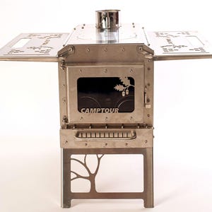Mini pellet stove complete with chimney! Hot tent stove using wood or pellets! Stainless steel stove with glass!