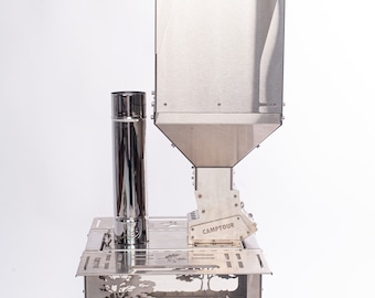 Pellet burner for solid fuel stoves and fireplaces with gravity feed of pellets! Non-electric pellet burner!