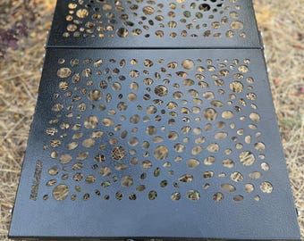 Folding table for camping with perforation. Metal portable table!