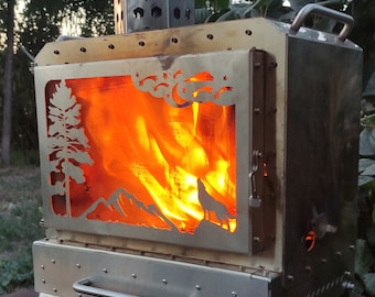 Mini fireplace with wood or pellets, for outdoor camping or in a tent, on the terrace!