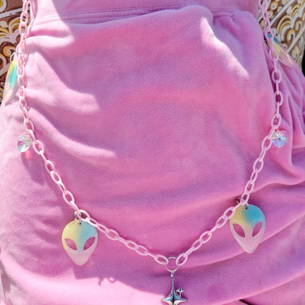 Pastel Dream Belt Chain: Y2K Kawaii Alien Belt Chain Accessory