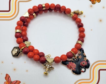 Crimson Butterfly Armband: Roter Jaspis Wickelarmband