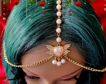 Perlenengel Matha Patti Haarschmuck: Weihnachtliche Matha Patti mit Engelflügel und Perlen