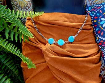 Boho Babe Gürtelkette: Silber Hippie Türkis Gürtelkette Accessoire