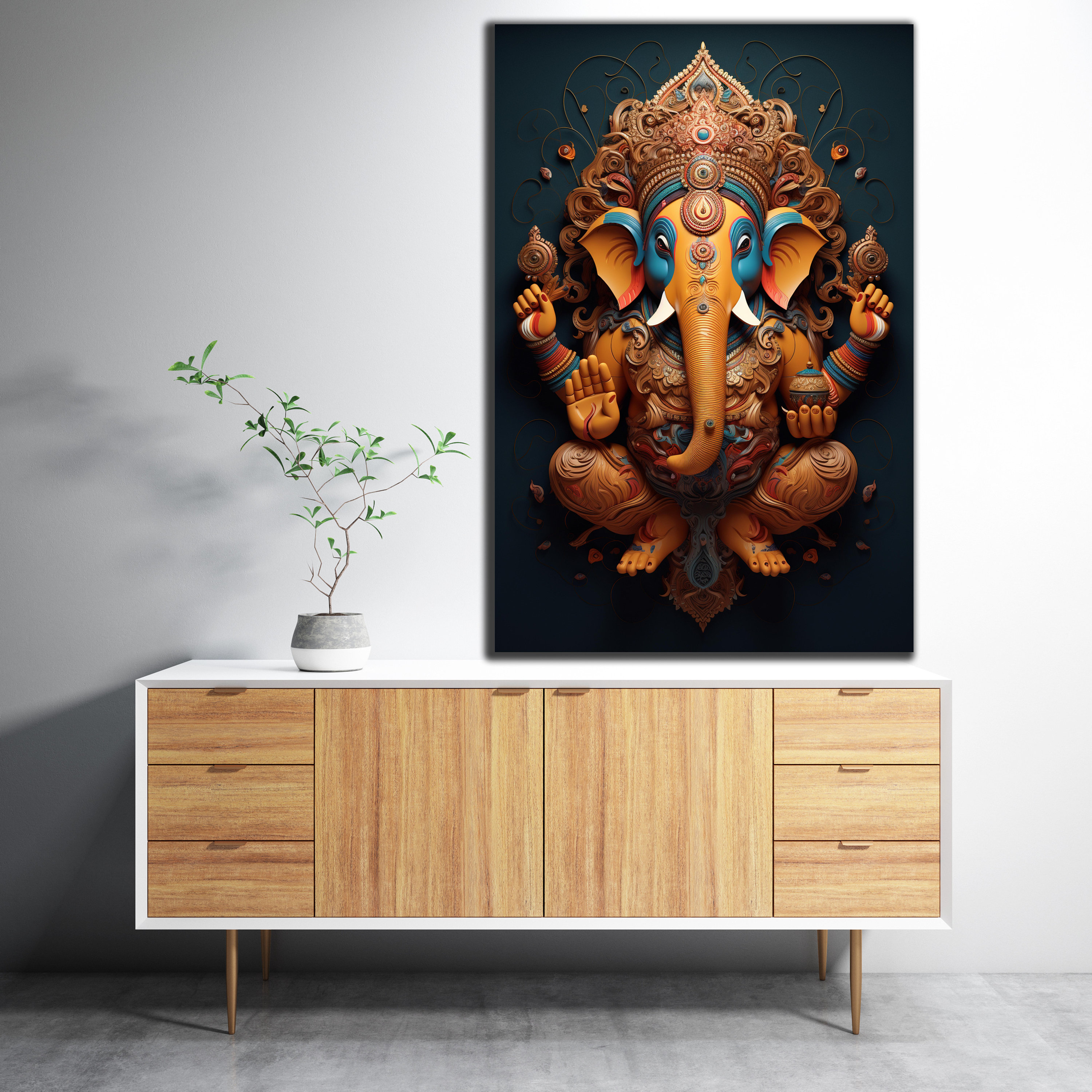 Tempered Glass Wall Art, Ganesh Wall Art, Glass Printing, Extra Large