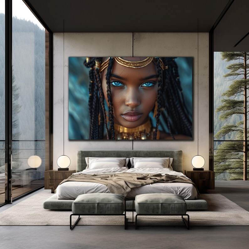 African Woman Art, Black Woman Fashion Wall Art,tempered Glass Wall Art