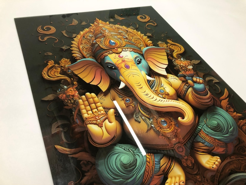 Ganesh Wall Art, Tempered Glass Wall Art, Glass Printing, Extra Large ...