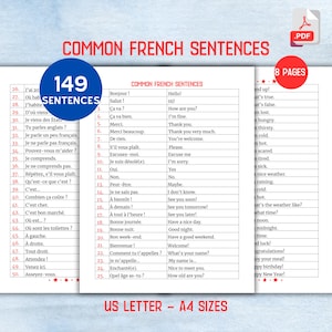 Phrases communes en français, Vocabulaire d'expressions essentielles du français, Expressions orales en français de tous les jours pour débutants, Aide-mémoire pour l'apprentissage bilingue