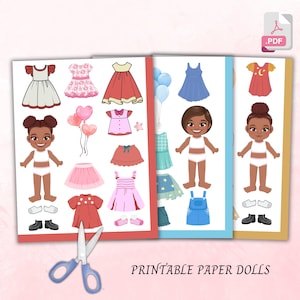 Paper Dolls Kit Printable Activity Craft Homeschool Pre K Kindergarten Paper Cut Out Montessori DIY Busy Book Activity Dress Up Cut Out