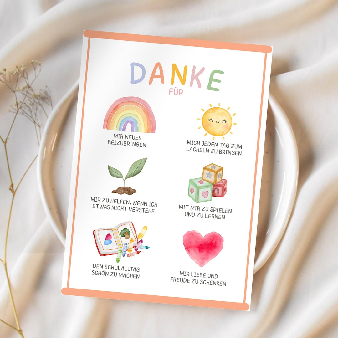 Thank You Card for Teacher in German Printable | German Nursery ...