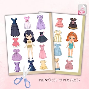 Paper Dolls Kit Printable Activity Homeschool Craft  Pre K Kindergarten Paper Cut Out Montessori DIY Busy Book Activity Dress Up Cut Out