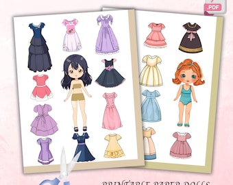 Paper Dolls Kit Printable Activity Homeschool Craft  Pre K Kindergarten Paper Cut Out Montessori DIY Busy Book Activity Dress Up Cut Out