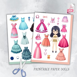 Kit di bambole di carta, attività stampabile, mestiere, scuola materna, scuola materna, carta ritagliata, attività Montessori fai da te, libro occupato, vestire, ritagliare