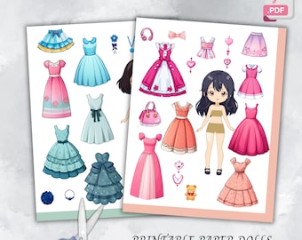 Paper Dolls Kit Printable Activity Craft Homeschool Pre K Kindergarten Paper Cut Out Montessori DIY Busy Book Activity Dress Up Cut Out