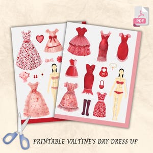 Valentines Day Dress Up Cut Out Paper Dolls Kit Printable Activity Craft Homeschool Pre K Kindergarten Montessori DIY Busy Book Activity