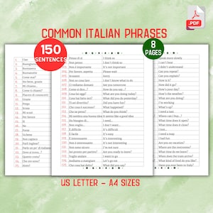 Veelvoorkomende Italiaanse zinnen, leer essentiële Italiaanse zinnen woordenschat, alledaagse Italiaanse zinnen voor beginners, tweetalig leren spiekbriefje