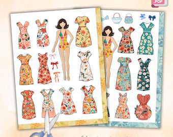 Flower Dress Up Cut Out Paper Dolls Printable Activity Craft Homeschool Pre K Kindergarten Paper Cut Out Montessori DIY Busy Book Activity