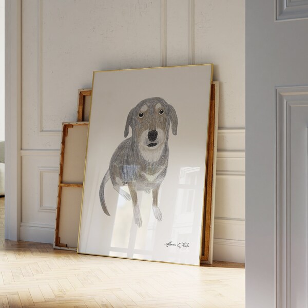 Arte de pared de perro. Ilustración de mascota imprimible. Arte de pared amante de los perros. Retrato de perro. Decoración del hogar.