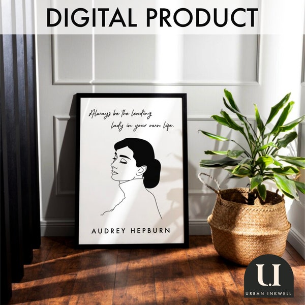 Minimal Wall Art Poster | Digital Download | Old Hollywood | Audrey Hepburn Quote | Leading Lady | Minimalist Home Decor