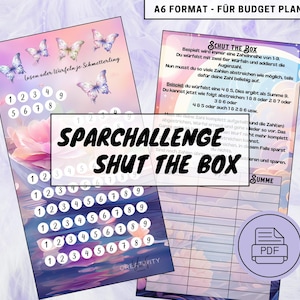 Savings Challenge &quot;Shut the Box&quot; A6 digital, printable, budget challenge, savings game, Item No. DOWNL04