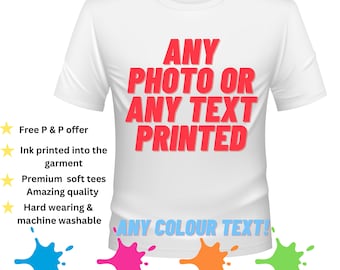 Personalised Photo & Text T-Shirt: Custom Design Gift