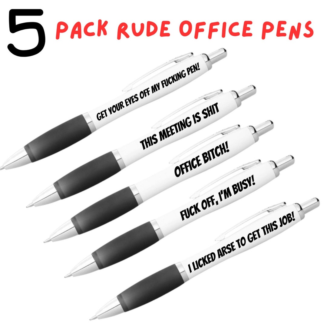 Set of 5 Rude Funny Quote Pens, Offensive Pen Gifts, Sarcastic Writing ...